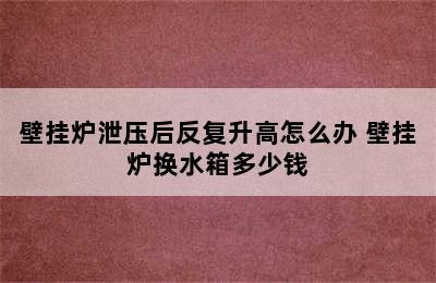 壁挂炉泄压后反复升高怎么办 壁挂炉换水箱多少钱